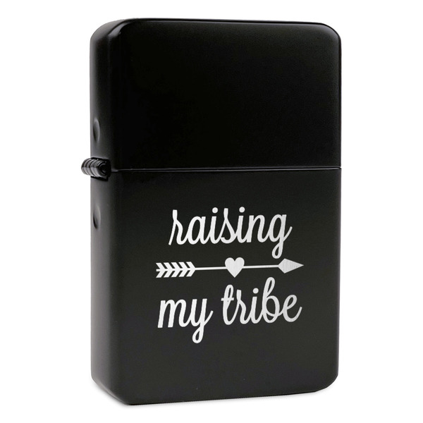 Custom Tribe Quotes Windproof Lighter - Black - Single Sided & Lid Engraved