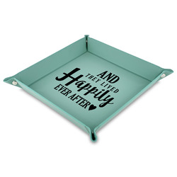 Wedding Quotes and Sayings 9" x 9" Teal Faux Leather Valet Tray