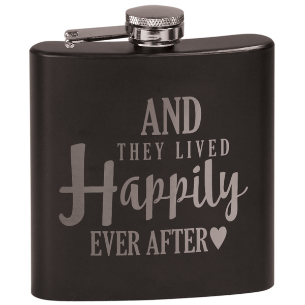 Custom Wedding Quotes and Sayings Black Flask Set