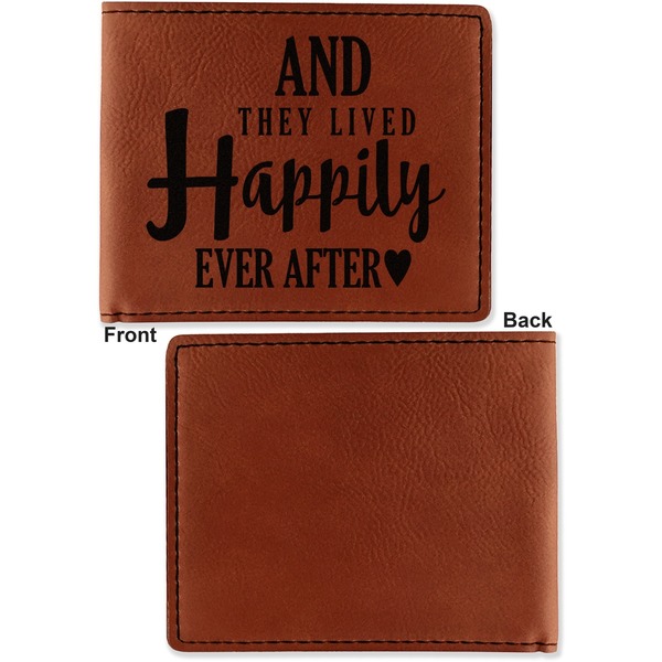 Wedding Quotes and Sayings Cognac Leatherette Bifold Wallets - Front and Back Single Sided - Apvl