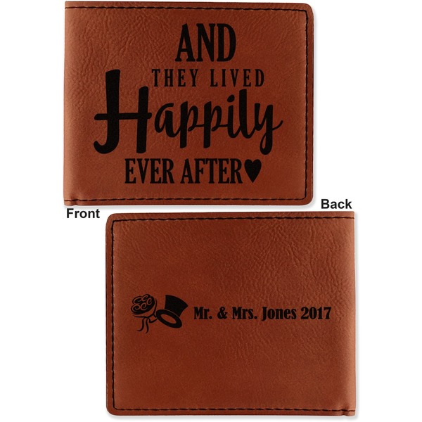 Wedding Quotes and Sayings Cognac Leatherette Bifold Wallets - Front and Back