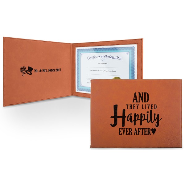 Custom Wedding Quotes and Sayings Leatherette Certificate Holder - Front and Inside (Personalized)