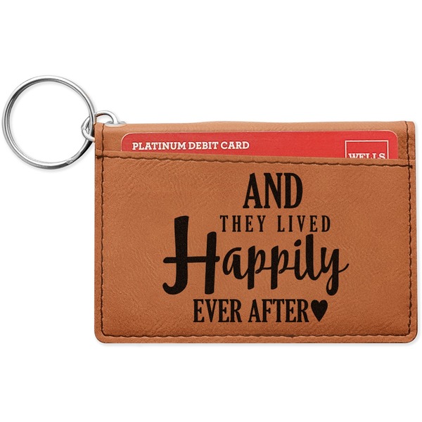 Custom Wedding Quotes and Sayings Leatherette Keychain ID Holder - Double Sided (Personalized)