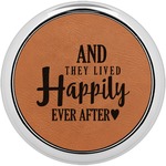 Wedding Quotes and Sayings Leatherette Round Coaster w/ Silver Edge - Single or Set (Personalized)