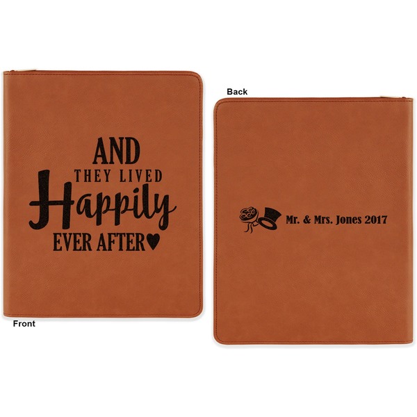 Wedding Quotes and Sayings Cognac Leatherette Zipper Portfolios with Notepad - Double Sided - Apvl