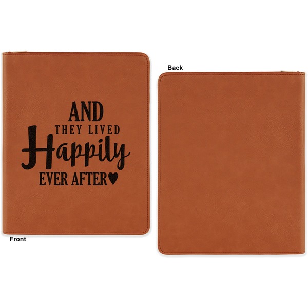 Wedding Quotes and Sayings Cognac Leatherette Zipper Portfolios with Notepad - Single Sided - Apvl