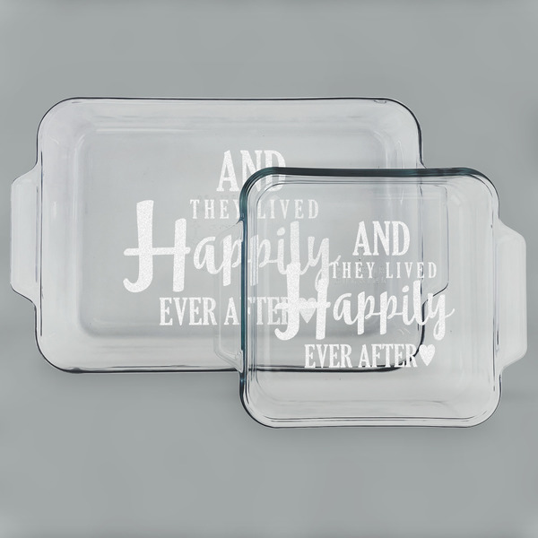 Custom Wedding Quotes and Sayings Set of Glass Baking & Cake Dish - 13in x 9in & 8in x 8in