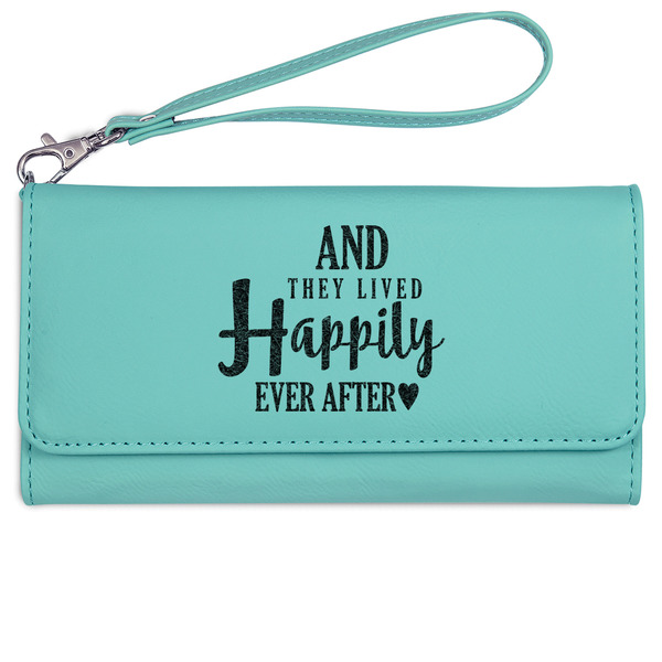 Custom Wedding Quotes and Sayings Ladies Leatherette Wallet - Laser Engraved- Teal