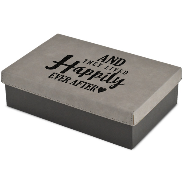 Custom Wedding Quotes and Sayings Large Gift Box w/ Engraved Leather Lid