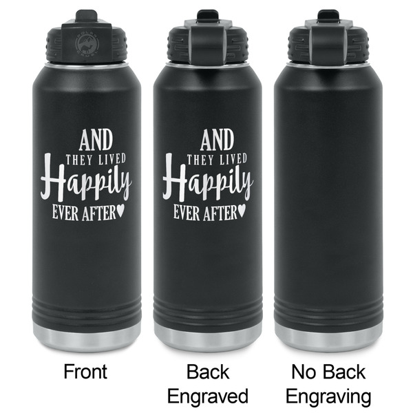 Wedding Quotes and Sayings Laser Engraved Water Bottles - 2 Styles - Front & Back View