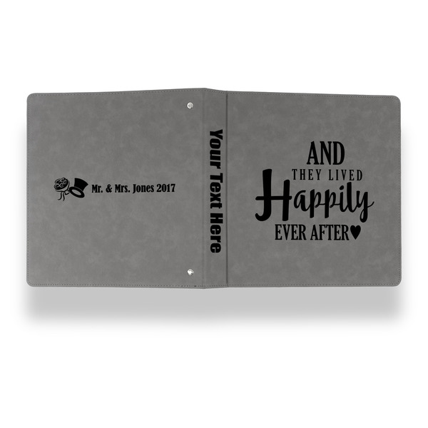 Wedding Quotes and Sayings Leather Binder - 1" - Grey - Back Spine Front View