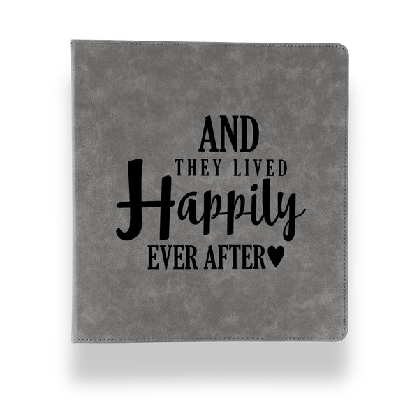Custom Wedding Quotes and Sayings Leather Binder - 1" - Grey