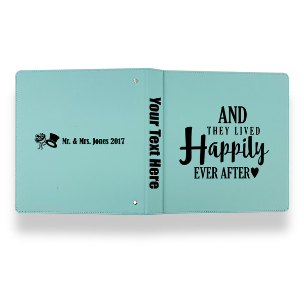 Wedding Quotes and Sayings Leather Binder - 1" - Teal - Back Spine Front View