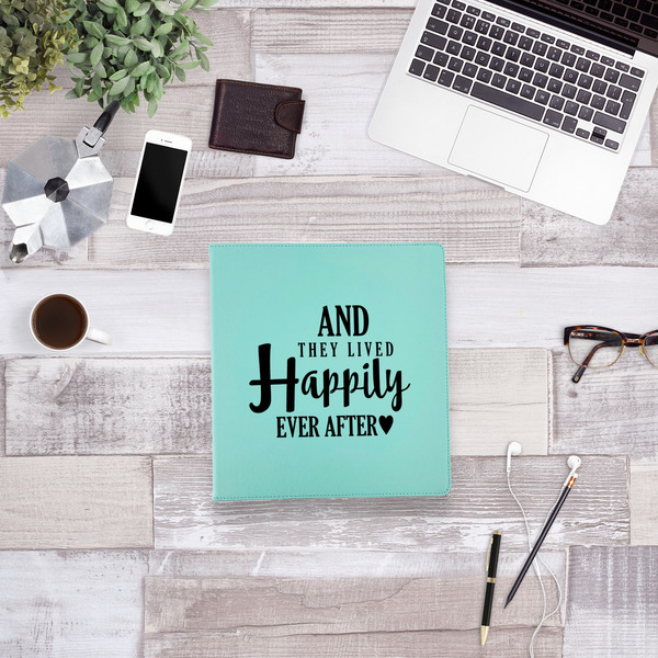 Wedding Quotes and Sayings Leather Binder - 1" - Teal - Lifestyle View