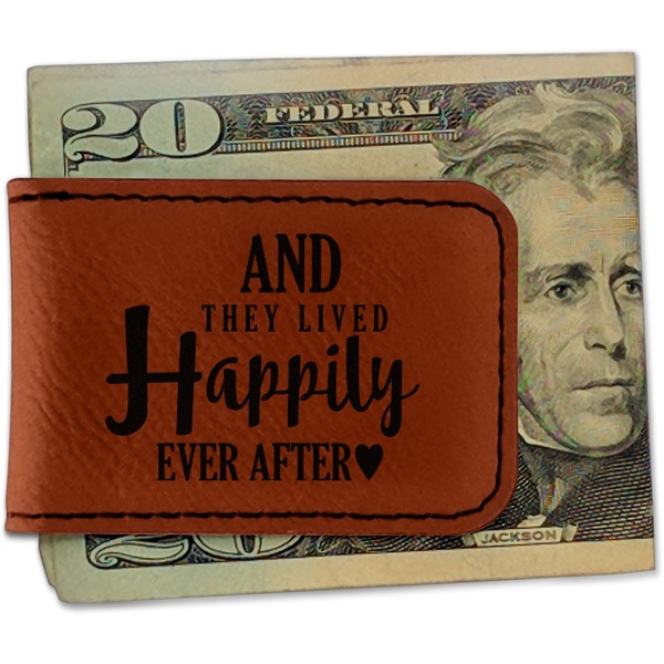 Custom Wedding Quotes and Sayings Leatherette Magnetic Money Clip - Double Sided (Personalized)
