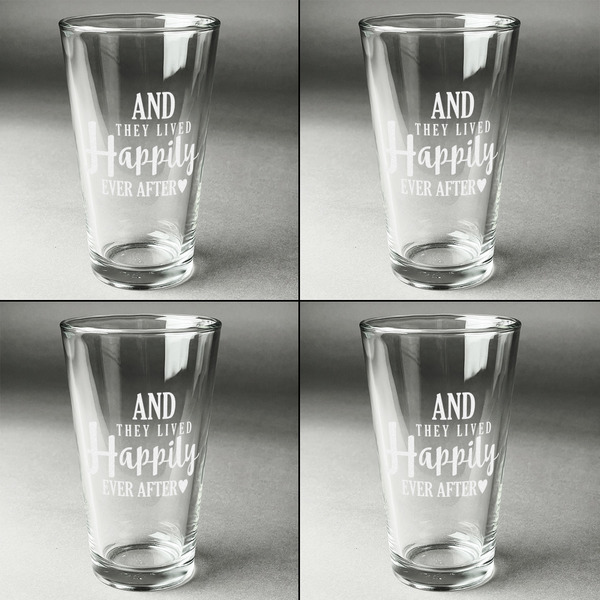 Wedding Quotes and Sayings Set of Four Engraved Beer Glasses - Individual View