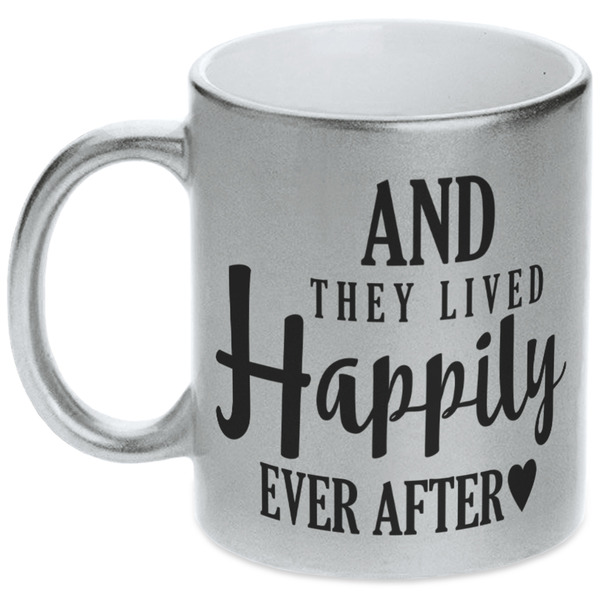 Custom Wedding Quotes and Sayings Metallic Silver Mug