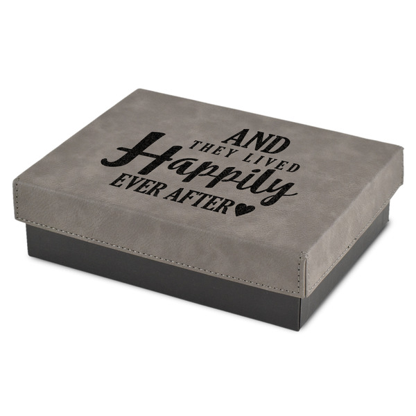Custom Wedding Quotes and Sayings Small Gift Box w/ Engraved Leather Lid