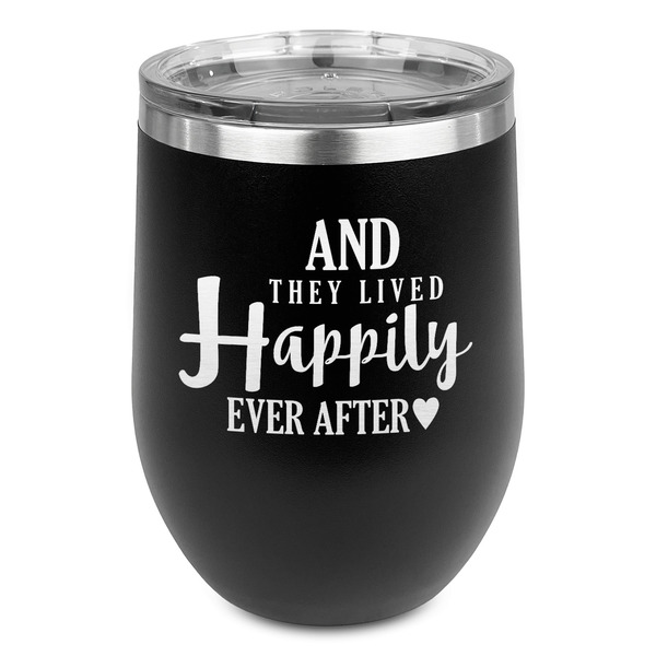 Custom Wedding Quotes and Sayings Stemless Stainless Steel Wine Tumbler - Black - Double Sided