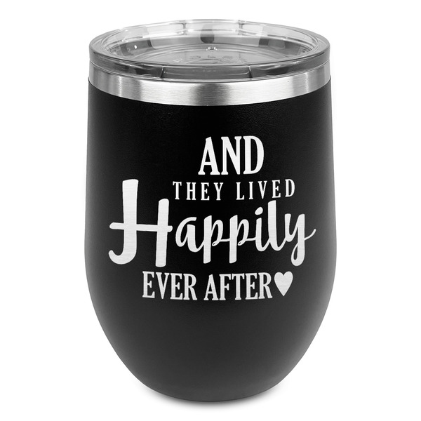 Custom Wedding Quotes and Sayings Stemless Stainless Steel Wine Tumbler - Black - Single Sided