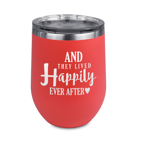 Custom Wedding Quotes and Sayings Stemless Stainless Steel Wine Tumbler - Coral - Double Sided