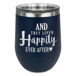 Wedding Quotes and Sayings Stemless Stainless Steel Wine Tumbler - Navy - Double Sided