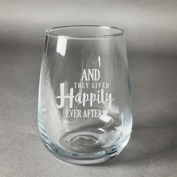 Custom Wedding Quotes and Sayings Stemless Wine Glass - Engraved