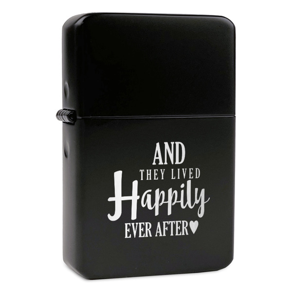 Custom Wedding Quotes and Sayings Windproof Lighter - Black - Single Sided & Lid Engraved