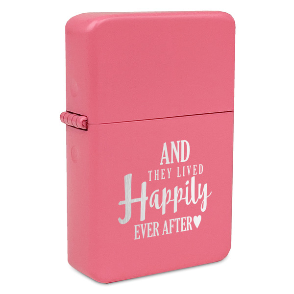 Custom Wedding Quotes and Sayings Windproof Lighter - Pink - Single Sided