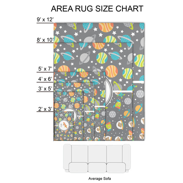 Space Explorer 2'x3' Indoor Area Rugs - Size Chart