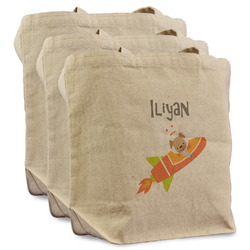 Space Explorer Reusable Cotton Grocery Bags - Set of 3 (Personalized)
