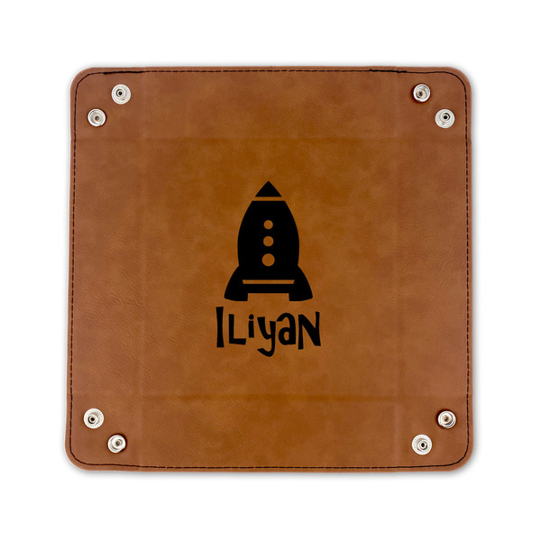 Space Explorer 6" x 6" Leatherette Snap Up Tray - FLAT FRONT