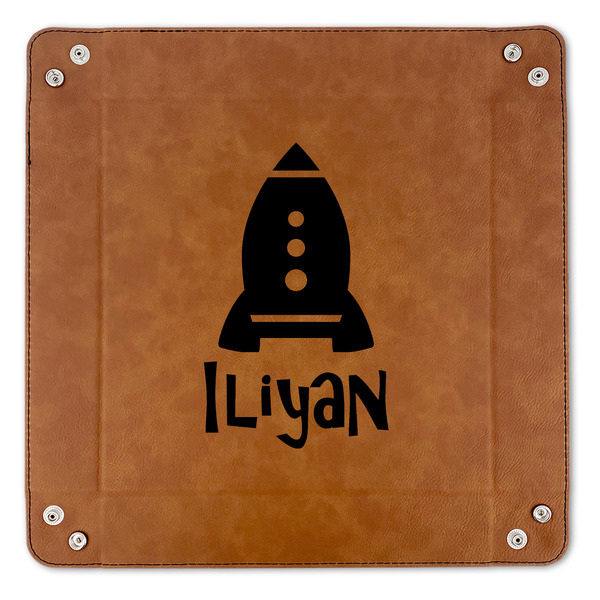 Space Explorer 9" x 9" Leatherette Snap Up Tray - APPROVAL (FLAT)