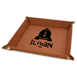 Space Explorer 9" x 9" Leather Valet Tray w/ Name or Text