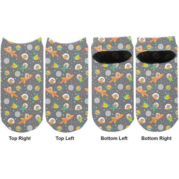 Space Explorer Adult Ankle Socks - Double Pair - Front and Back - Apvl