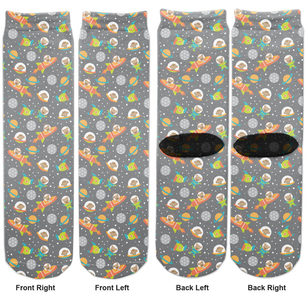 Space Explorer Adult Crew Socks - Double Pair - Front and Back - Apvl