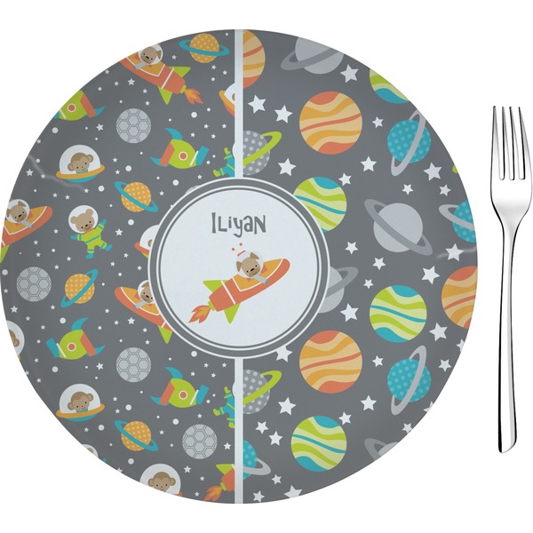 Custom Space Explorer Glass Appetizer / Dessert Plate 8" (Personalized)