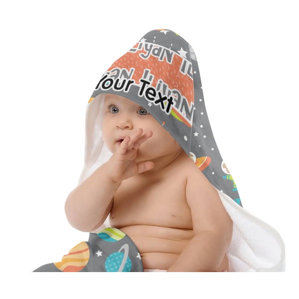 Space Explorer Baby Hooded Towel on Child
