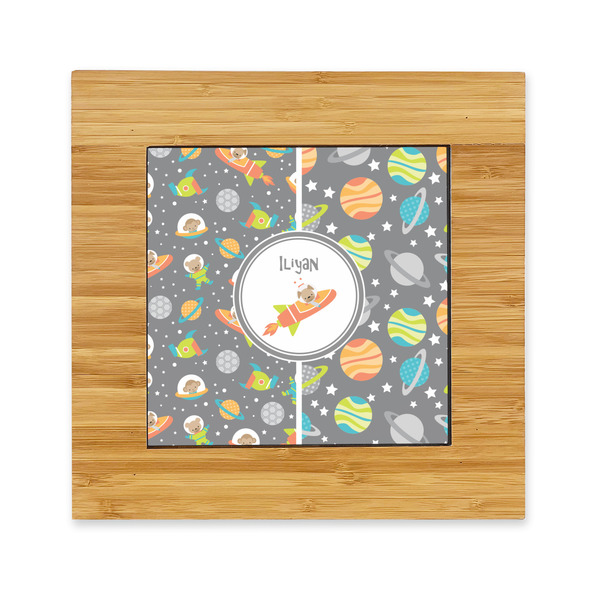 Custom Space Explorer Bamboo Trivet with Ceramic Tile Insert (Personalized)
