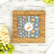 Space Explorer Bamboo Trivet with 6" Tile - LIFESTYLE