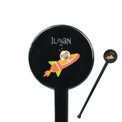 Space Explorer 7" Round Plastic Stir Sticks - Black - Single Sided (Personalized)