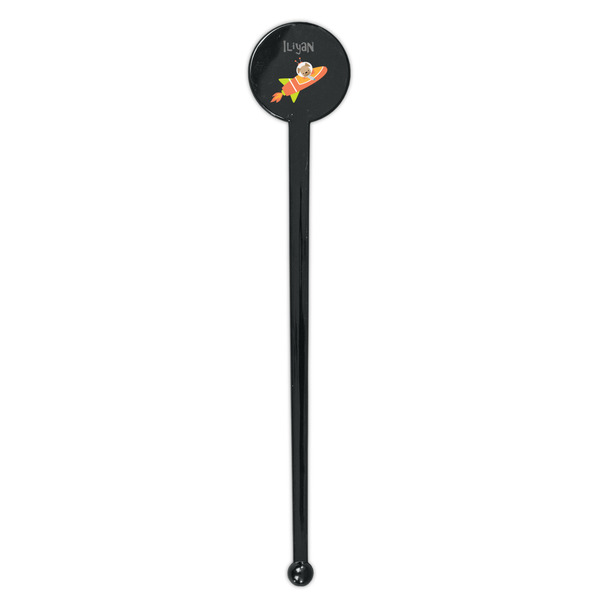 Space Explorer Black Plastic 7" Stir Stick - Round - Single Stick