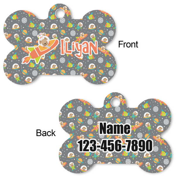 Space Explorer Bone Shaped Dog ID Tag - Large - Approval