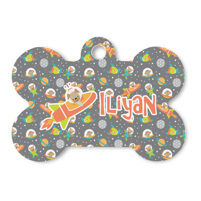 Space Explorer Bone Shaped Dog ID Tag (Personalized)