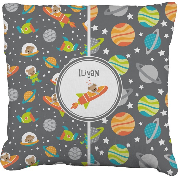 Custom Space Explorer Faux-Linen Throw Pillow 20" (Personalized)