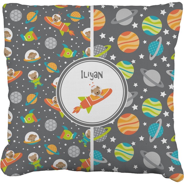 Custom Space Explorer Faux-Linen Throw Pillow 26" (Personalized)