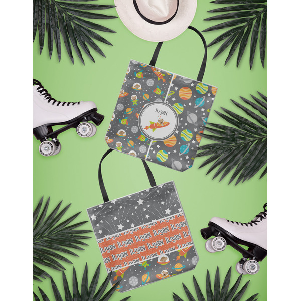 Space Explorer Canvas Tote Lifestyle Front and Back- 13x13