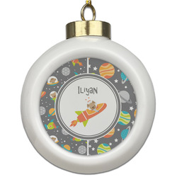 Space Explorer Ceramic Ball Ornament (Personalized)