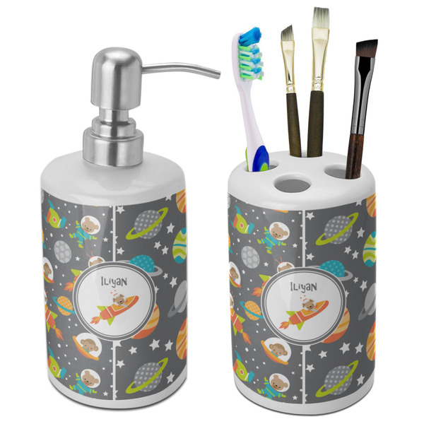 Custom Space Explorer Ceramic Bathroom Accessories Set (Personalized)