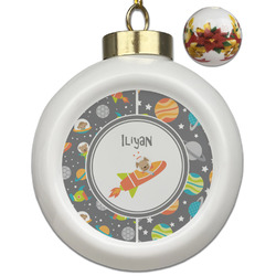 Space Explorer Ceramic Ball Ornaments - Poinsettia Garland (Personalized)
